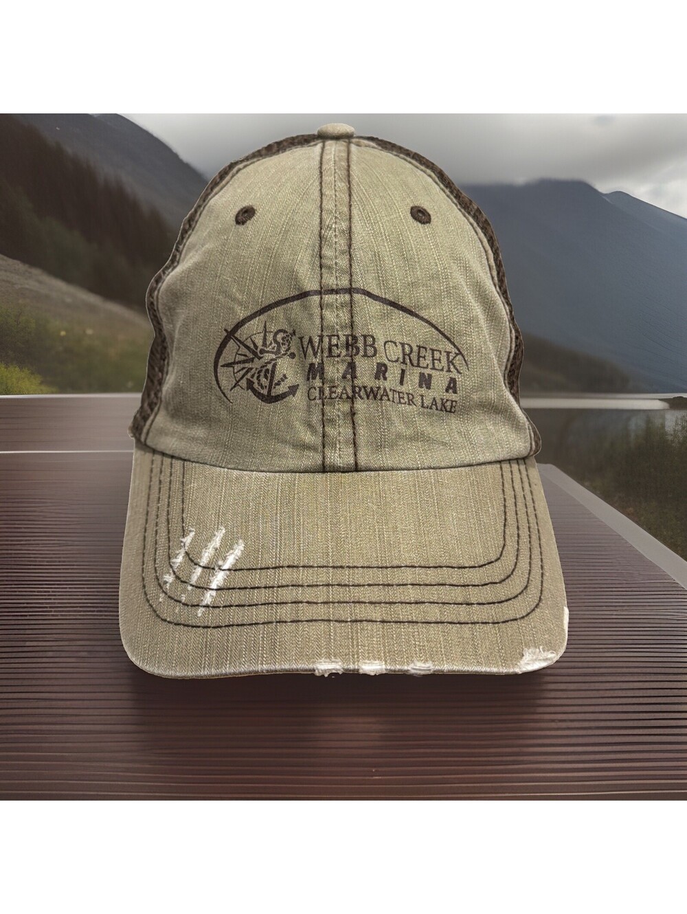 Webb Creek Marina Clearwater Lake Missouri Distressed Mesh Baseball Cap Hat